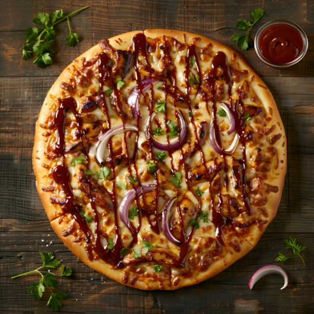 14" BBQ Chicken Pizza.